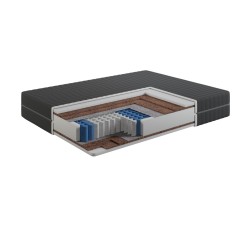 Materac Coco Shield Spring 21 cm – Sprężynowy, Kokos + PUR, Dwustronny H4/H5, Pokrowiec Szary PREMIUM