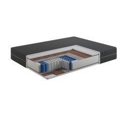 Materac Coco Firm Spring 21 cm – Sprężynowy, Kokos + PUR, Dwustronny H4/H4, Pokrowiec Szary PREMIUM