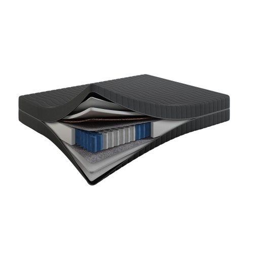 Materac Balance Spring 21 cm – Sprężynowy, Kokos + PUR, Dwustronny H3/H4, Pokrowiec Szary PREMIUM