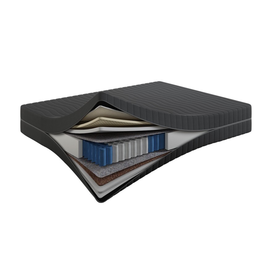 Materac Aero Latex Spring 22 cm – Sprężynowy, Lateks + Kokos + PUR, Dwustronny H2/H4, Pokrowiec Szary PREMIUM