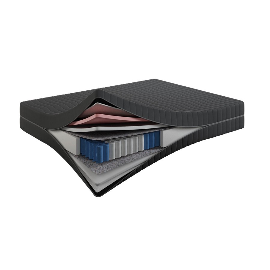 Materac Memory Soft Spring 22 cm – Sprężynowy, VISCO + PUR, Dwustronny H2/H3, Pokrowiec Szary PREMIUM