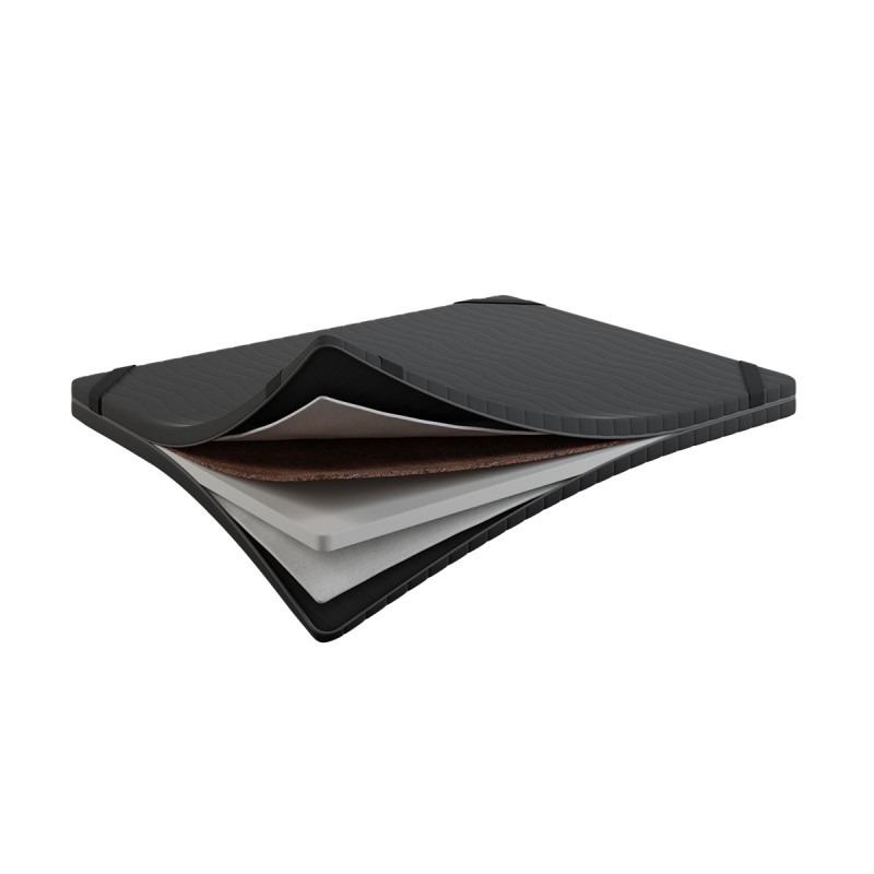 Topper Coco Firm Top 5 cm – KOKOS + PUR, Dwustronny H3/H4, Pokrowiec Szary PREMIUM z owatą, Gumy mocujące