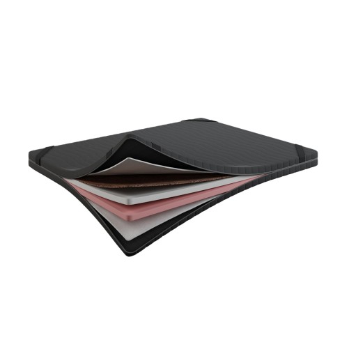 Topper TriComfort Top 8 cm – VISCO + PUR + KOKOS, Dwustronny H3/H4, Pokrowiec Szary PREMIUM z owatą, Gumy mocujące