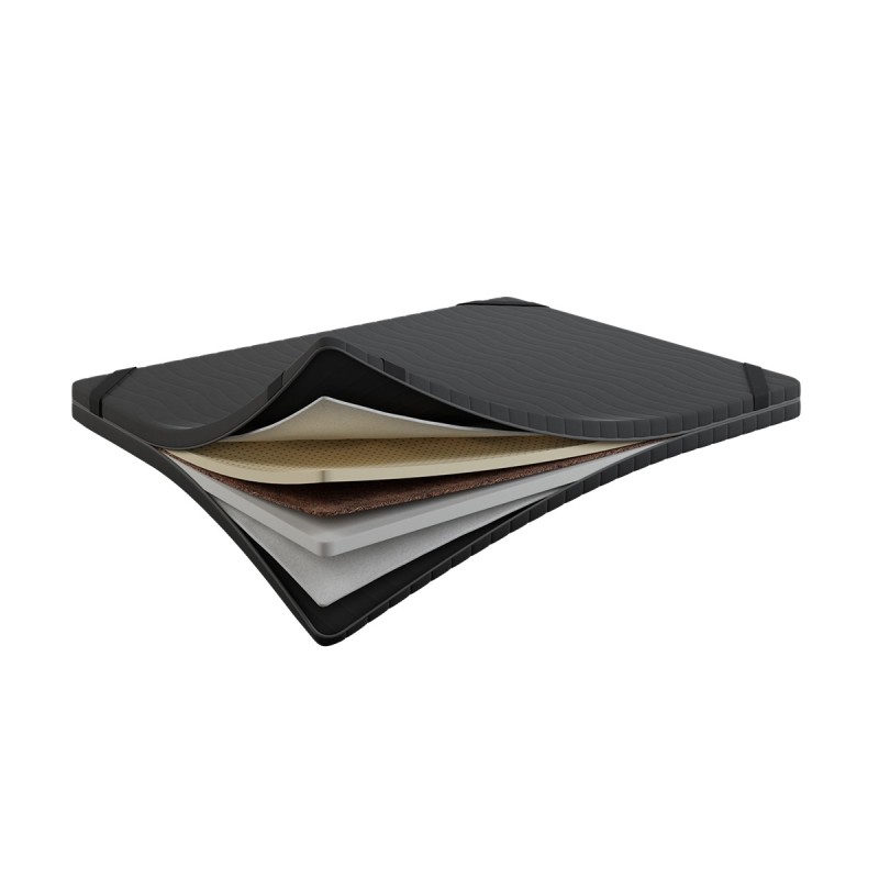 Topper Coco Air Latex Top 7 cm – LATEKS + KOKOS + PUR, Dwustronny H3/H2, Pokrowiec Szary PREMIUM z owatą, Gumy mocujące