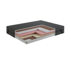 Topper Coco Air Latex Top 7 cm – LATEKS + KOKOS + PUR, Dwustronny H3/H2, Pokrowiec Szary PREMIUM z owatą, Gumy mocujące