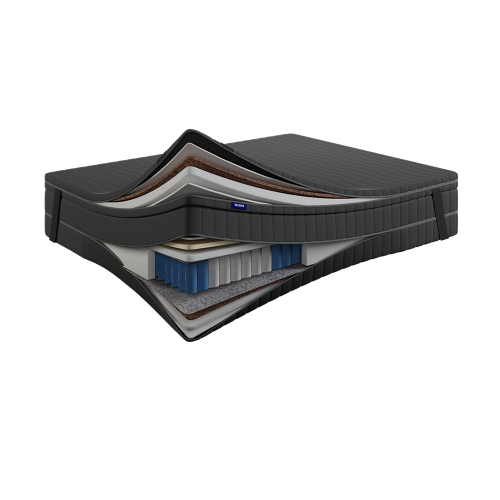 Topper Coco Air Latex Top 7 cm – LATEKS + KOKOS + PUR, Dwustronny H3/H2, Pokrowiec Szary PREMIUM z owatą, Gumy mocujące